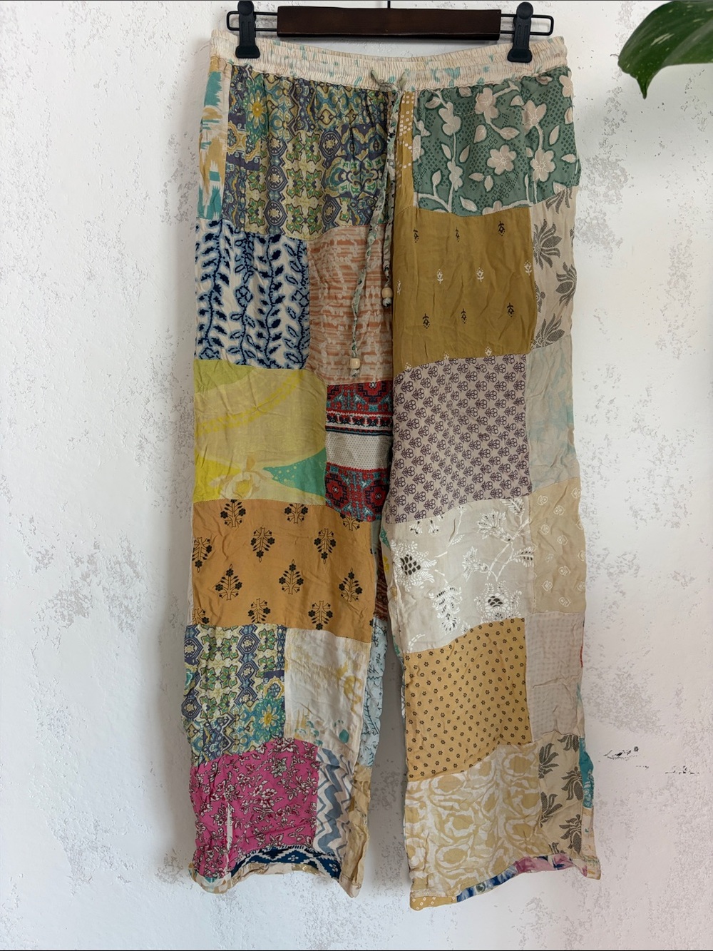 NWOT Bohemian Cotton Patchwork Wide-Leg Lounge Pants